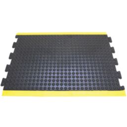 COBA Bubblemat Anti-Fatigue Floor Middle Mat Black/Yellow 1.2m x 0.9m x 14mm