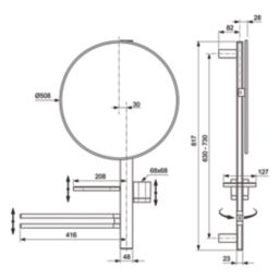 Ideal Standard Alu+ Mirror with Beauty Bar Silk Black 670mm x 146mm x 817mm