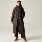 Regatta Eloria Womens Hooded Long Quilted Coat Dark Chocolate - ZB4 Size 10