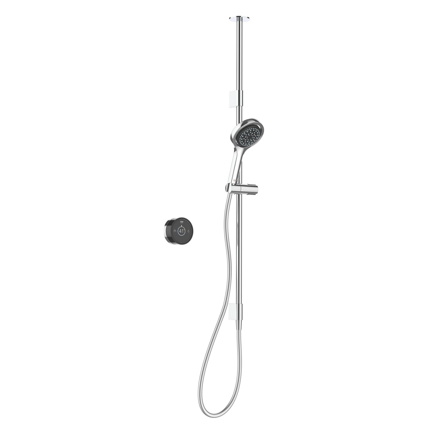 Mira Platinum HP/Combi Ceiling-Fed Black/Chrome Thermostatic Wireless Digital Mixer Shower (154PC)
