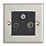 Contactum iConic 1-Gang Coaxial TV / FM & Satellite Socket Brushed Steel with Black Inserts