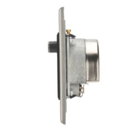 Contactum iConic 1-Gang Coaxial TV / FM & Satellite Socket Brushed Steel with Black Inserts