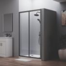 ETAL  Framed Rectangular Sliding Shower Door Matt Black 1090mm x 1900mm