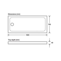 Mira Flight Low Rectangular Shower Tray White 1600mm x 700mm x 40mm