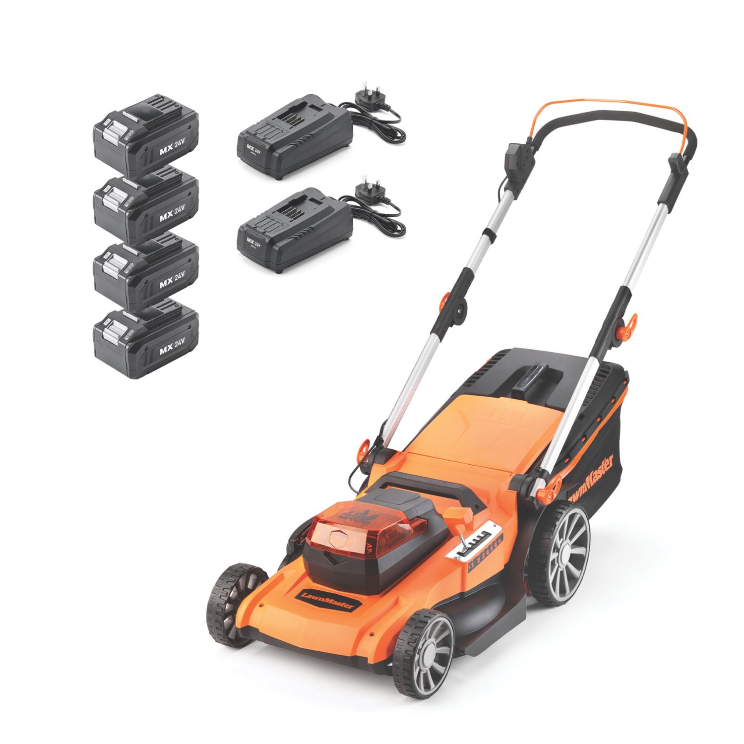 LawnMaster CLM4846A-01 48V 4 x 4.0Ah Lithium MX Brushless Cordless 46cm Rotary Lawn Mower (155CU)