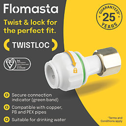 Flomasta Twistloc Plastic Push-Fit Straight Tap Connector 15mm x 3/4"