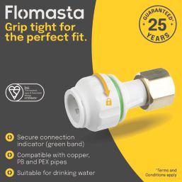 Flomasta  Plastic Push-Fit Straight Tap Connector 15mm x 3/4"