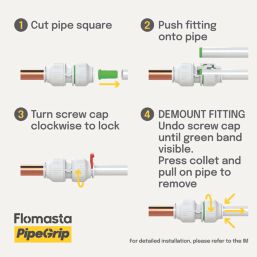 Flomasta  Plastic Push-Fit Straight Tap Connector 15mm x 3/4"
