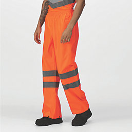 Regatta Pro Hi Vis Packaway Trousers Elasticated Waist Orange XXX Large 48" W 32" L
