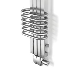 Time 630mm x 300mm 1794BTU Silver Curved Designer Towel Radiator
