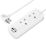 Refurb Masterplug 13A 2-Gang Unswitched  Travel Extension Lead (UK to USA) + 3.4A 2-Outlet Type A & C USB Charger White 0.45m