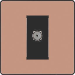 British General Evolve 1-Gang Coaxial TV / FM Socket Copper with Black Inserts