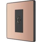 British General Evolve 1-Gang Coaxial TV / FM Socket Copper with Black Inserts
