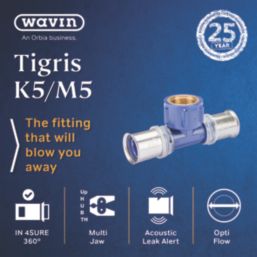 Wavin Tigris K5 Multi-Layer Composite Press-Fit Adapting One-Sided Female Tees 25mm x 0.75" x 25mm 5 Pack