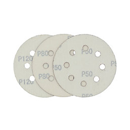 Flexovit  A203F 60 / 80 / 120 Grit 8-Hole Punched Multi-Material Sanding Discs 115mm 6 Pack