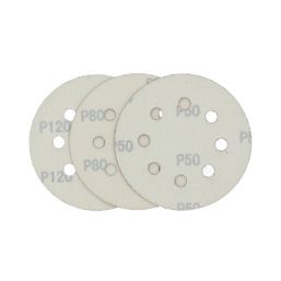 Flexovit  A203F 60 / 80 / 120 Grit 8-Hole Punched Multi-Material Sanding Discs 115mm 6 Pack