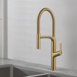 Swirl Boyne  Pull-Out Spray Mixer Kitchen Tap Brass-Effect