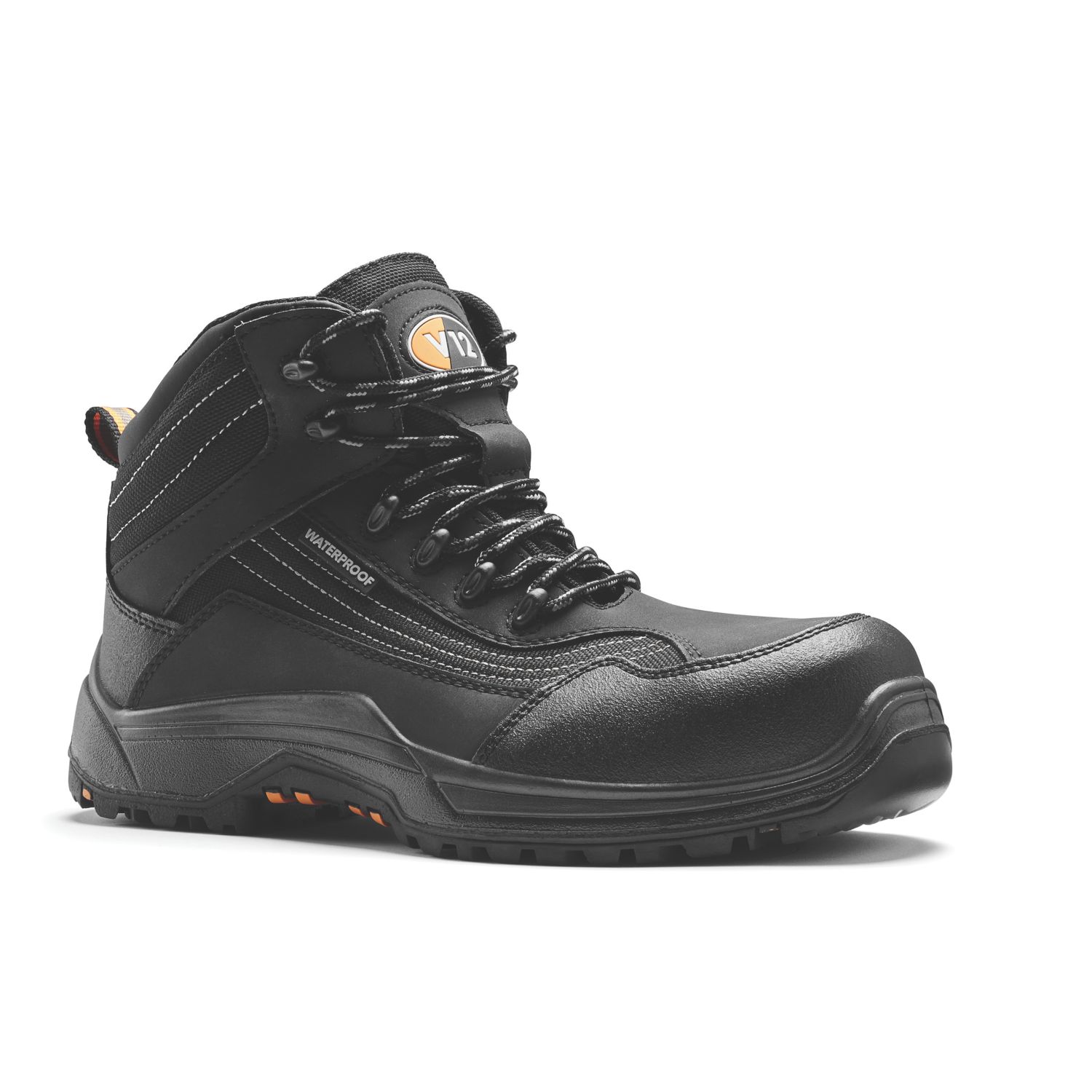 V12 Footwear Caiman Size 7 Black Waterproof Safety Boots (156AU)