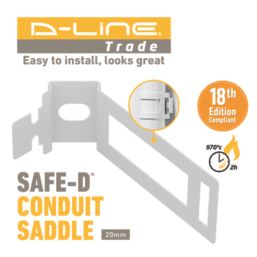 D-Line Fire Rated Safe-D Conduit Clip 20mm White 100 Pack
