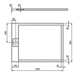 Ideal Standard i.life Ultraflat S Rectangular Shower Tray Pure White 1200mm x 900mm x 30mm