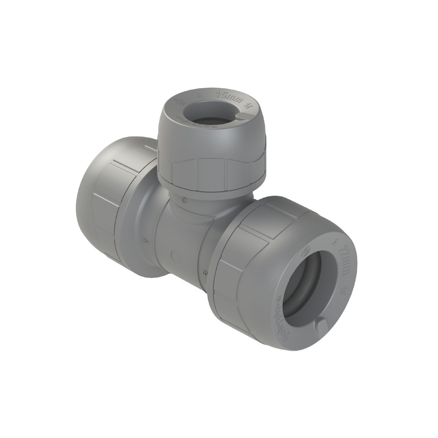 PolyPlumb Enhanced Plastic Push-Fit Reducing Tee 22mm x 22mm x 15mm (156RF)