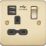 Knightsbridge FPR9124BB 13A 1-Gang SP Switched Socket + 2.4A 2-Outlet Type A USB Charger Brushed Brass with Black Inserts
