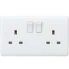 Knightsbridge Curved Edge 13A 2-Gang SP Switched Plug Socket White