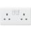Knightsbridge Curved Edge 13A 2-Gang SP Switched Plug Socket White
