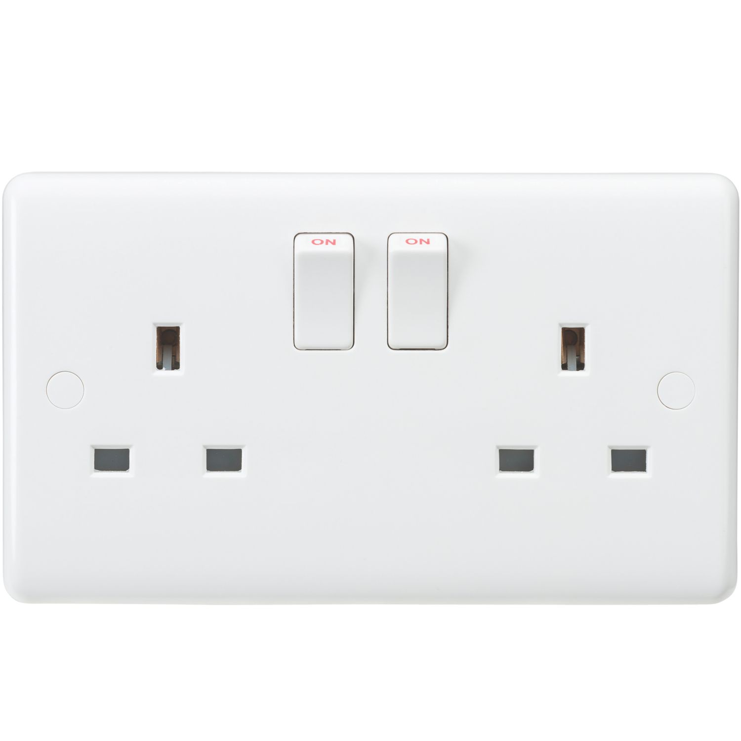 Knightsbridge Curved Edge 13A 2-Gang SP Switched Plug Socket White (156YA)