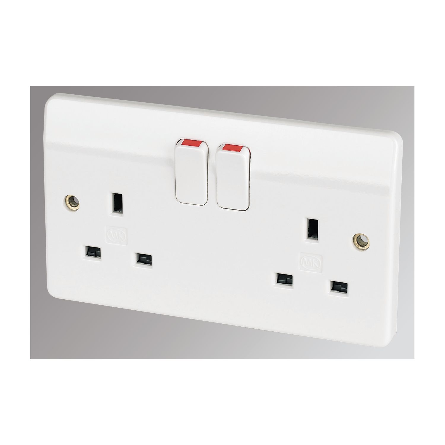 MK Logic Plus 13A 2-Gang DP Switched Plug Socket White (15747)