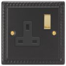 Varilight  13A 1-Gang 2-Pole Switched Socket Georgian Black  with Black Inserts
