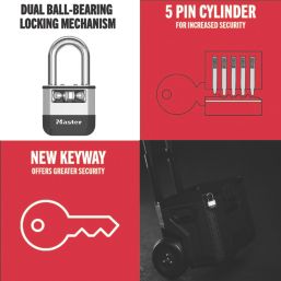 Master Lock PK5EURDLJ  All-Weather   Elite Laminated Padlock  Silver & Black 52mm