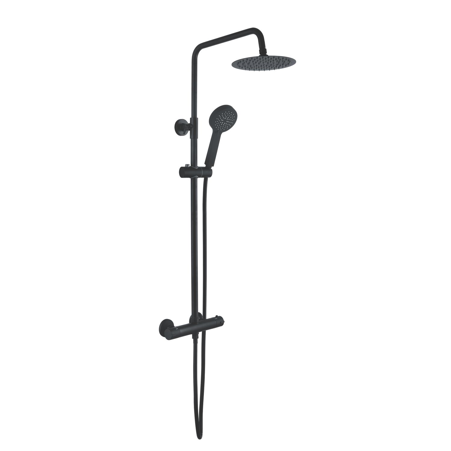 Highlife Bathrooms Spey Series 2 Rear-Fed Exposed Matt Black Thermostatic Shower (157HL)
