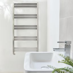 Time 1030mm x 530mm 1185BTU Silver Flat Designer Towel Radiator