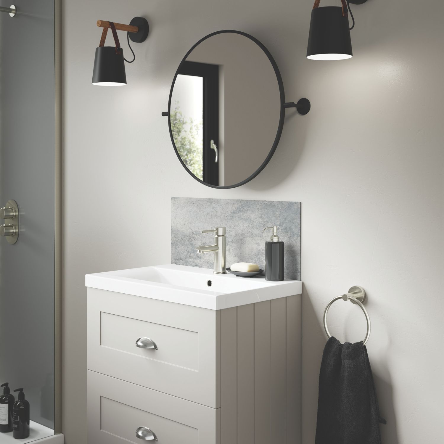 Splashwall Caliza Vanity Splashback Matt Grey 250mm x 600mm x 4mm (157KU)