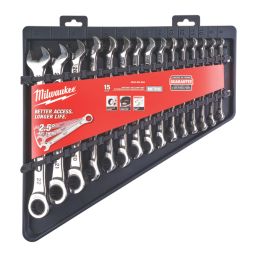 Milwaukee MAX BITE Mixed Ratcheting Combination Spanner Set 15 Pieces