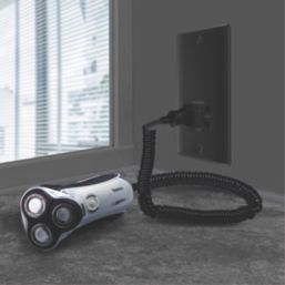 British General Nexus Metal 2-Gang Dual Voltage Shaver Socket 115/240V Matt Black with Colour-Matched Inserts