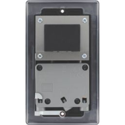 British General Nexus Metal 2-Gang Dual Voltage Shaver Socket 115/240V Matt Black with Colour-Matched Inserts