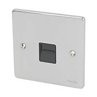 Schneider Electric Ultimate Low Profile Slave Telephone Socket Brushed Chrome with Black Inserts