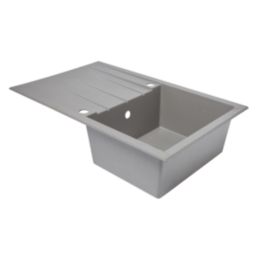 1 Bowl Plastic & Resin Kitchen Sink & Drainer Grey Reversible 800 x 500mm