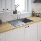 1 Bowl Plastic & Resin Kitchen Sink & Drainer Grey Reversible 800 x 500mm