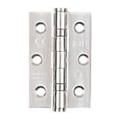 Smith & Locke  Polished Stainless Steel Grade 7 Fire Rated Ball Bearing Hinges 76x51mm 2 Pack