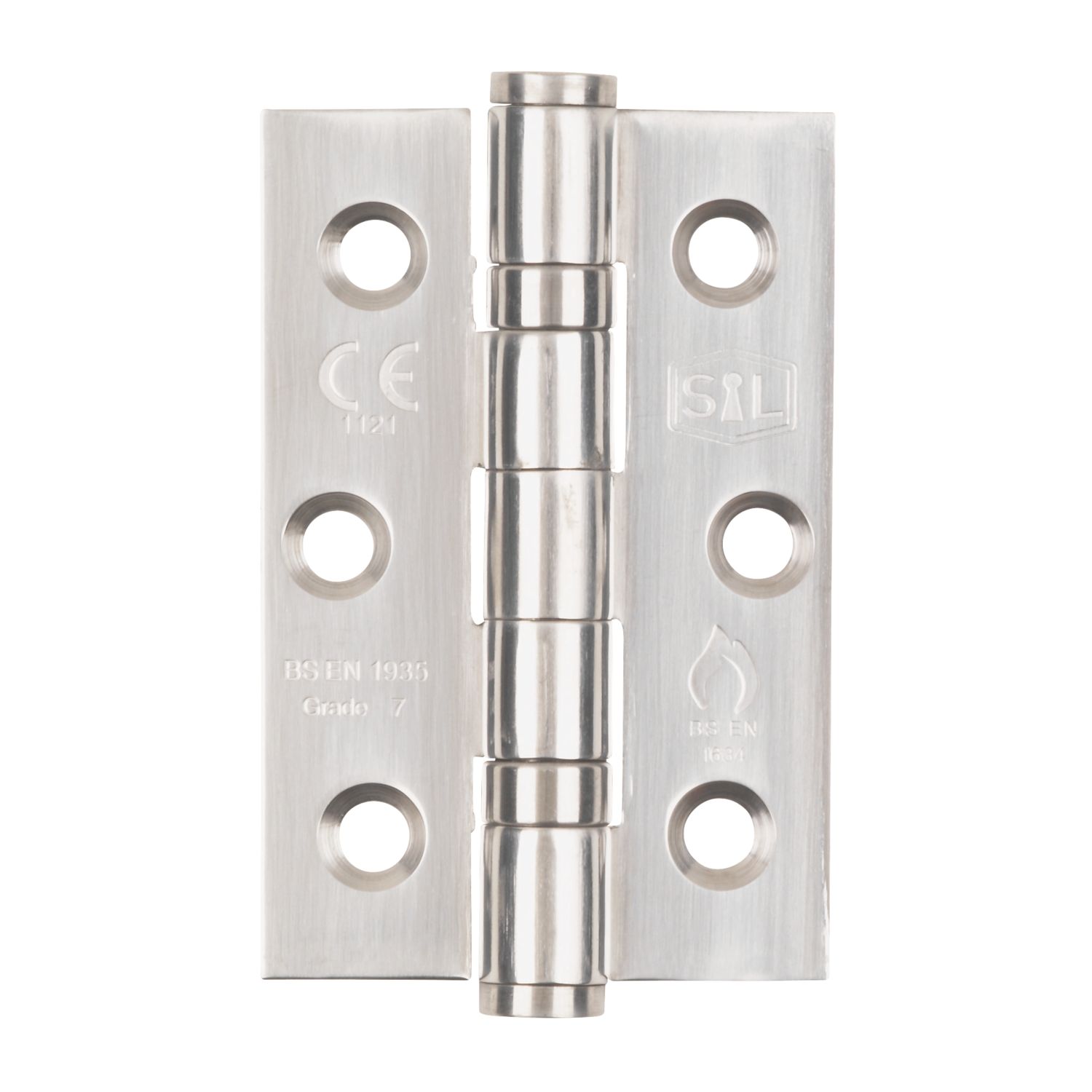 Smith & Locke Polished Stainless Steel Grade 7 Fire Rated Ball Bearing Hinges 76mm x 51mm 2 Pack (1589J)