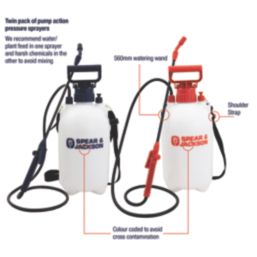 Spear & Jackson  White Pump Action Pressure Sprayer (Twin Pack) 5Ltr