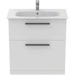 Ideal Standard i.life A Floorstanding Vanity Unit with Black Handles & Basin Matt White 800mm x 440mm x 853mm