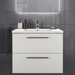 Ideal Standard i.life A Floorstanding Vanity Unit with Black Handles & Basin Matt White 800mm x 440mm x 853mm