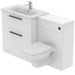 Ideal Standard i.life A Floorstanding Vanity Unit with Black Handles & Basin Matt White 800mm x 440mm x 853mm