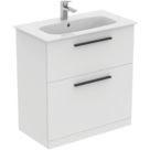 Ideal Standard i.life A Floorstanding Vanity Unit with Black Handles & Basin Matt White 800mm x 440mm x 853mm