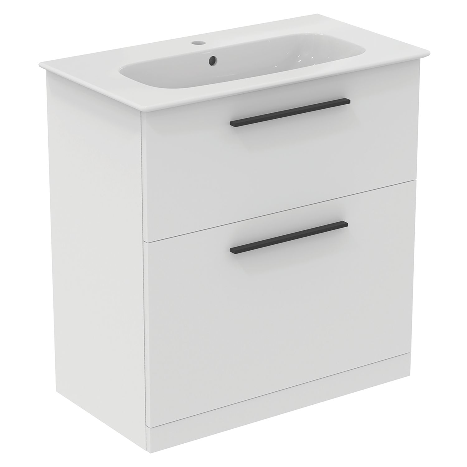 Ideal Standard i.life A Floorstanding Vanity Unit with Black Handles & Basin Matt White 800mm x 440mm x 853mm (158HM)