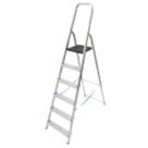 Mac Allister Aluminium 1.88m 6 Step Platform Step Ladder